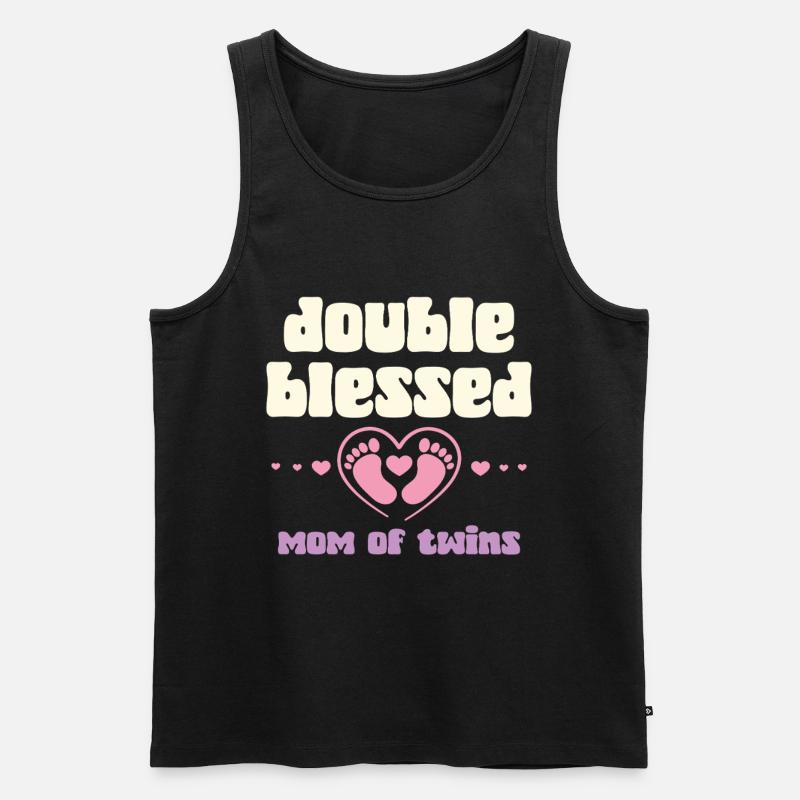 Doppelt gesegnet Zwillingsmama - Männer Premium Bio Tank Top - Schwarz