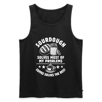 Sourdough solves most of my Problems - Kaffee - Männer Premium Bio Tank Top - Schwarz - Vorne - AI Model Male 178 light (178cm)