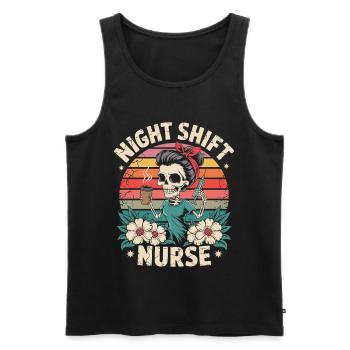 Night Shift Nurse Retro - Men's Premium Organic Tank Top - black - Front - Michal (187cm)