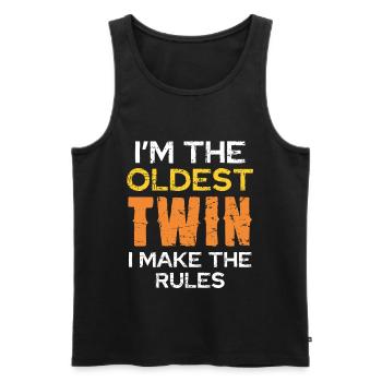 Ich bin der älteste Zwilling - Männer Premium Bio Tank Top - Schwarz - Vorne - Michal (187cm)