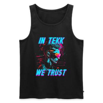 Hardtekk Tekke East Germany In Tekk We Trust - Men's Premium Organic Tank Top - black - Front - AI Model Male 178 light (178cm)