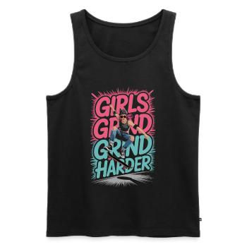 Girls Skate Grind Harder Saying Design - Men's Premium Organic Tank Top - black - Front - Michal (187cm)