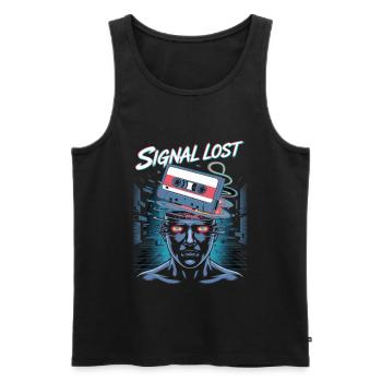 Signal Lost Retro Sci-Fi Glitch Design - Men's Premium Organic Tank Top - black - Front - AI Model Male 178 light (178cm)