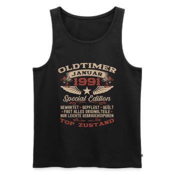 35th Birthday Gift Classic Car January 1991 - Men's Premium Organic Tank Top - black - Front - AI Model Male 178 light (178cm)