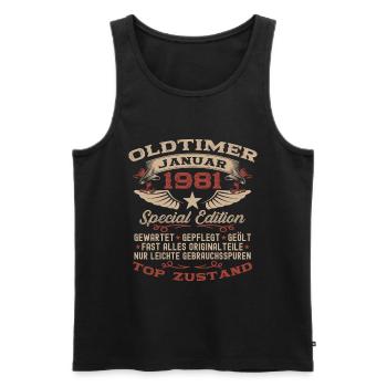 45th Birthday Gift Classic Car January 1981 - Men's Premium Organic Tank Top - black - Front - AI Model Male 178 light (178cm)