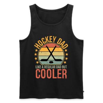 Papa hockey comme un papa ordinaire mais plus cool - Débardeur bio Premium Homme - noir - Devant - Michal (187cm)