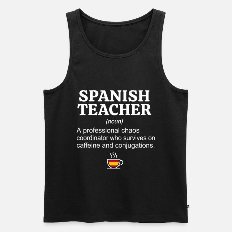 Spanisch Lehrer Definition - Kaffee & Konjugation - Männer Premium Bio Tank Top - Schwarz
