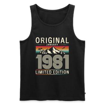 45th Birthday Original January 1981 - Men's Premium Organic Tank Top - black - Front - AI Model Male 178 light (178cm)