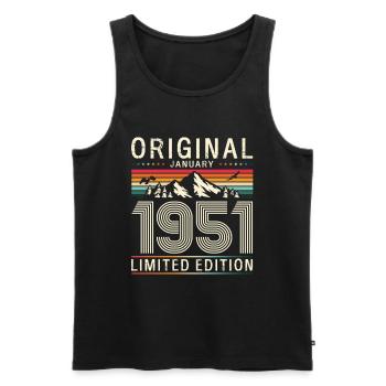 75th Birthday Original January Born 1951 - Men's Premium Organic Tank Top - black - Front - Michal (187cm)