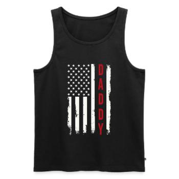 Papa Drapeau des États-Unis Père patriotique Amérique - Débardeur bio Premium Homme - noir - Devant - Michal (187cm)
