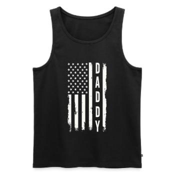 Papa Drapeau des États-Unis Père patriotique Amérique - Débardeur bio Premium Homme - noir - Devant - Michal (187cm)