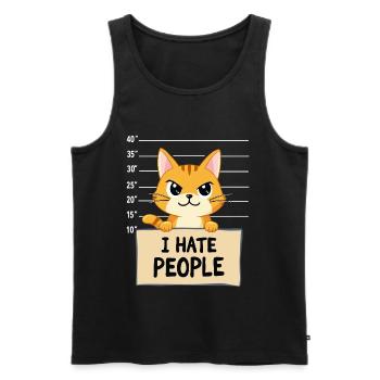 Griesgrämige Katze I Hate People Polizeifoto - Männer Premium Bio Tank Top - Schwarz - Vorne - AI Model Male 178 light (178cm)