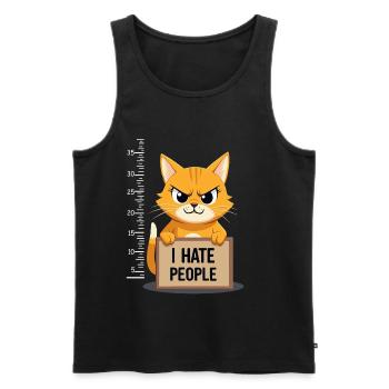 Griesgrämige Katze I Hate People Polizeifoto - Männer Premium Bio Tank Top - Schwarz - Vorne - AI Model Male 178 light (178cm)