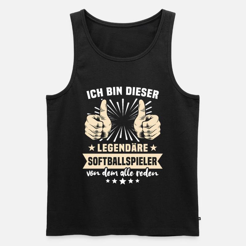 Softballspieler Sprüche - Männer Premium Bio Tank Top - Schwarz