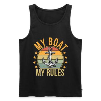 My Boat My Rules Funny Boating Captain - Men's Premium Organic Tank Top - black - Front - AI Model Male 178 light (178cm)