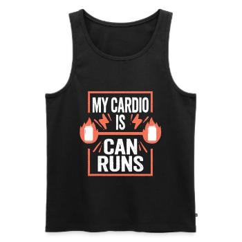 Boissons énergisantes : mon cardio fait des courses - Débardeur bio Premium Homme - noir - Devant - AI Model Male 178 light (178cm)