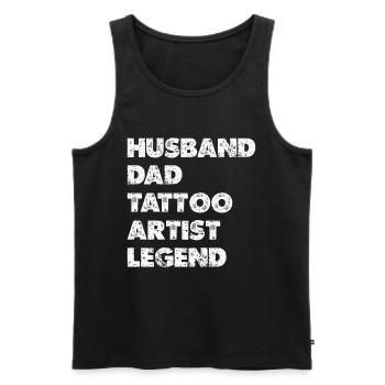Légende du tatouage Mari Père - Débardeur bio Premium Homme - noir - Devant - Michal (187cm)