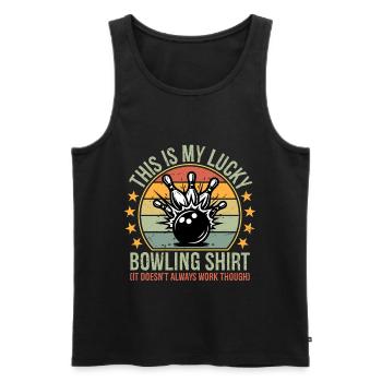 Vintage Funny Bowling Team This is My Lucky Bow - Männer Premium Bio Tank Top - Schwarz - Vorne - Michal (187cm)