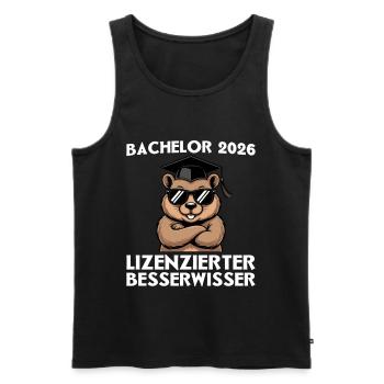 Licence 2026 Wombat avec lunettes de soleil - Débardeur bio Premium Homme - noir - Devant - AI Model Male 178 light (178cm)