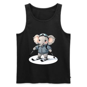 Skifahrender Elefant Hoodie - Männer Premium Bio Tank Top - Schwarz - Vorne - AI Model Male 178 light (178cm)