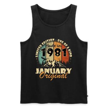 January 1981 Original – Limited Edition - Men's Premium Organic Tank Top - black - Front - Michal (187cm)