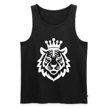 Tigre avec la couronne Roi de la Nature - Débardeur bio Premium Homme - noir - Devant - Michal (187cm)
