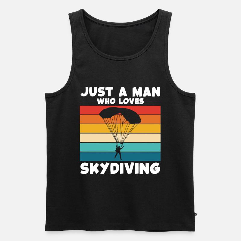 Fallschirmsport Retro Regenbogen - Männer Premium Bio Tank Top - Schwarz
