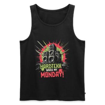 Hardtekk Saved My Monday Tekke East Germany - Men's Premium Organic Tank Top - black - Front - AI Model Male 178 light (178cm)