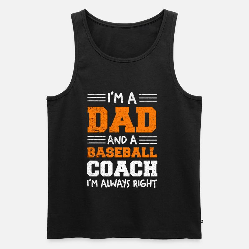 Dad Baseball Coach – Immer Recht - Männer Premium Bio Tank Top - Schwarz