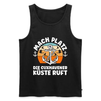 Vacances en mer du Nord LAISSEZ PASSER LA CÔTE DE CUXHAVEN APPELLE - Débardeur bio Premium Homme - noir - Devant - Michal (187cm)