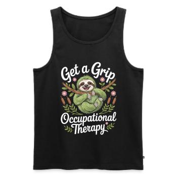 Get a Grip Occupational Therapy Sloth - Männer Premium Bio Tank Top - Schwarz - Vorne - AI Model Male 178 light (178cm)