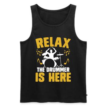 Tambours de batteur - Débardeur bio Premium Homme - noir - Devant - Michal (187cm)