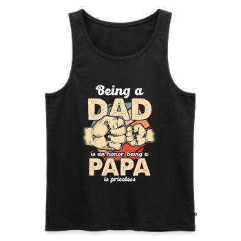 Être père : Papa est inestimable - Débardeur bio Premium Homme - noir - Devant - AI Model Male 178 light (178cm)