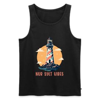 Nordsee Urlaub NUR SYLT VIBES Lustiges - Männer Premium Bio Tank Top - Schwarz - Vorne - AI Model Male 178 light (178cm)