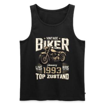Cadeau du 33e anniversaire Motocycliste janvier 1993 - Débardeur bio Premium Homme - noir - Devant - Michal (187cm)