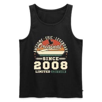 2008 Vintage Retro Birthday Gift - Men's Premium Organic Tank Top - black - Front - Michal (187cm)