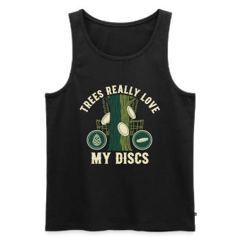 Bäume lieben meine Scheiben wirklich Lustiges Discgolf - Männer Premium Bio Tank Top - Schwarz - Vorne - Michal (187cm)
