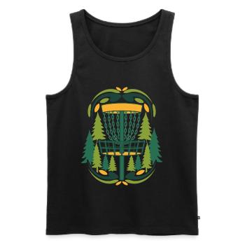 Forest Disc Golf Basket Flying Disc Szene - Männer Premium Bio Tank Top - Schwarz - Vorne - AI Model Male 178 light (178cm)