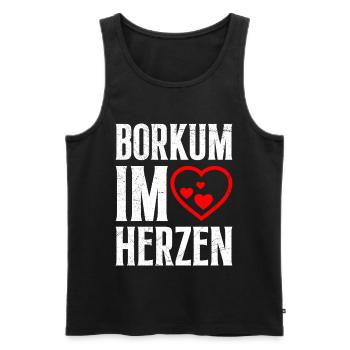 Nordsee Urlaub BORKUM IM HERZEN Lustiges - Männer Premium Bio Tank Top - Schwarz - Vorne - Michal (187cm)