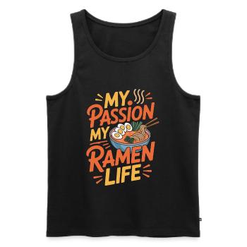Ramen Ma passion Ma vie de Ramen J’adore la cuisine japonaise - Débardeur bio Premium Homme - noir - Devant - Michal (187cm)