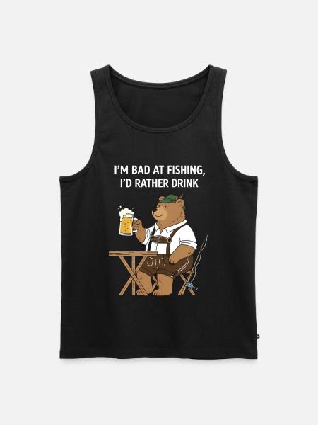 Bayerischer Bär Bier Angeln - Männer Premium Bio Tank Top - Schwarz