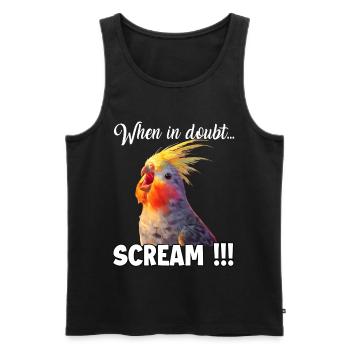 T calopsitte drôle, mème drôle pour l’oiseau - Débardeur bio Premium Homme - noir - Devant - Michal (187cm)