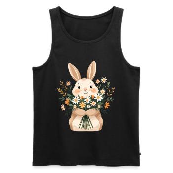 Bunny with spring bouquet - Men's Premium Organic Tank Top - black - Front - AI Model Male 178 light (178cm)