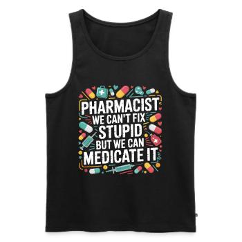 Pharmacist Saying Medication Joke - Men's Premium Organic Tank Top - black - Front - AI Model Male 178 light (178cm)
