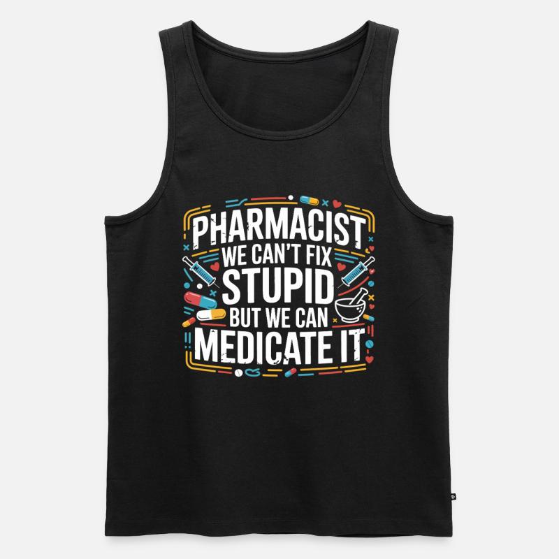 Apothekerwitz: Medikation statt Dummheit - Männer Premium Bio Tank Top - Schwarz
