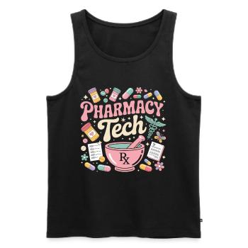 PharmaTech Apotheke Illustration - Männer Premium Bio Tank Top - Schwarz - Vorne - AI Model Male 178 light (178cm)