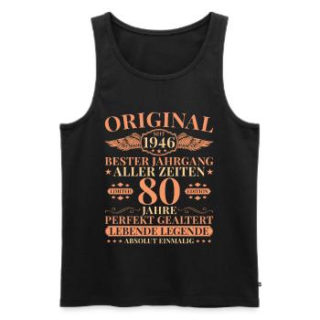 1946 Vintage Born Legend 80th Birthday - Men's Premium Organic Tank Top - black - Front - Michal (187cm)