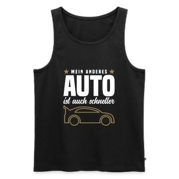 Mon autre voiture est aussi plus rapide - Débardeur bio Premium Homme - noir - Devant - Michal (187cm)