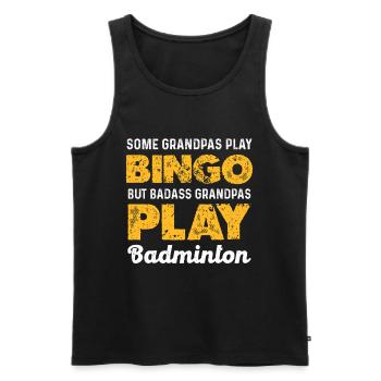 badass grandfather badminton saying - Men's Premium Organic Tank Top - black - Front - AI Model Male 178 light (178cm)
