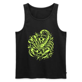 Darts | Sting with every Fling - Skorpion - Männer Premium Bio Tank Top - Schwarz - Vorne - AI Model Male 178 light (178cm)